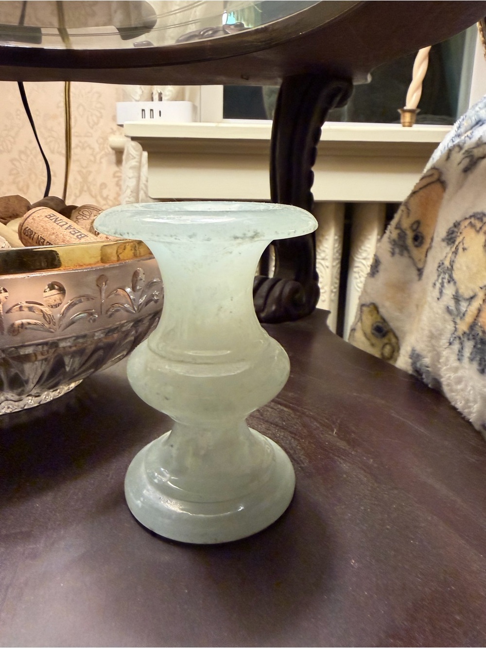 Vintage Green Stone Candle Holder / Bud Vase